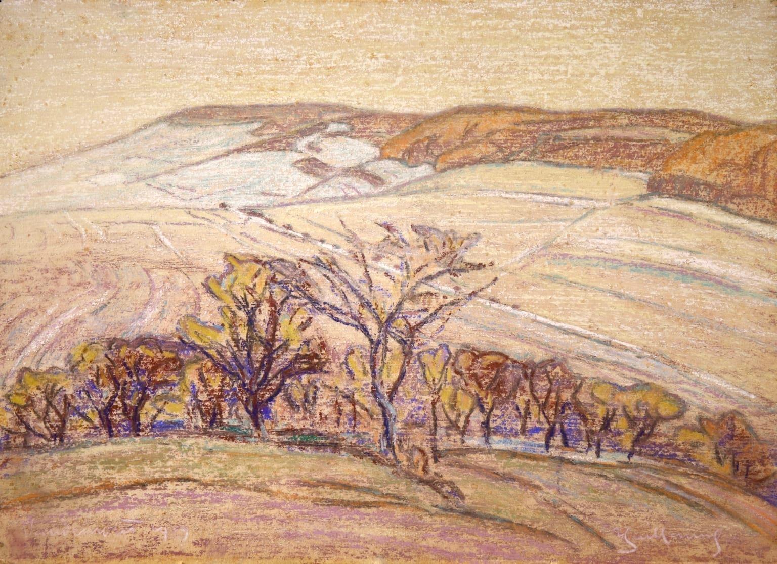 Paysage au Vaudemont - Impressionist Landscape Pastel by Armand Guillaumin - Painting by Jean Baptiste-Armand Guillaumin