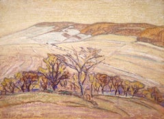 Used Paysage au Vaudemont - Impressionist Landscape Pastel by Armand Guillaumin