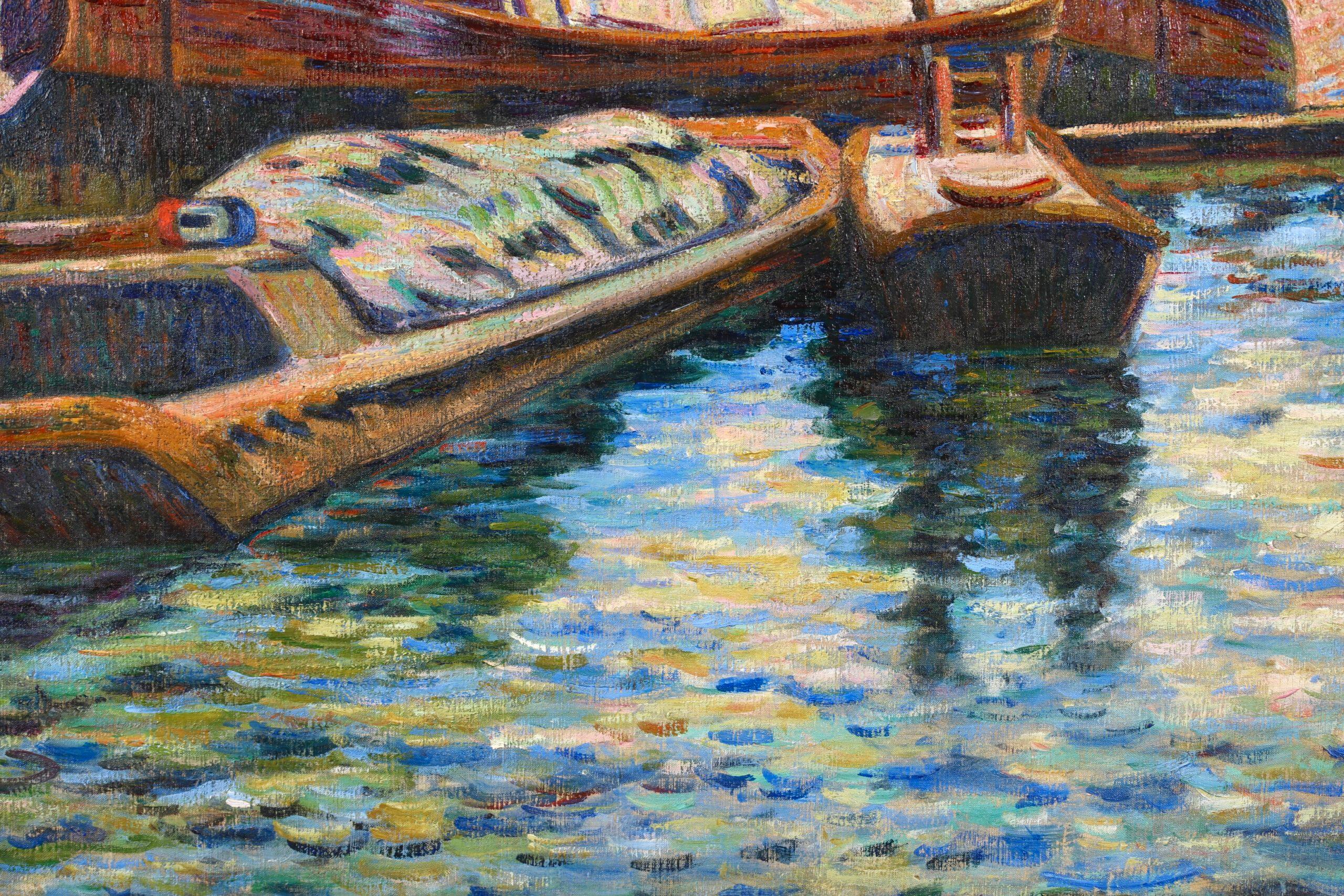 Peniches sur la Seine - Impressionist Landscape Oil - Armand Guillaumin For Sale 5