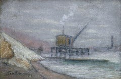 Antique "Quai de Seine" Guillaumin C.19th French Impressionist Riverscape Pastel