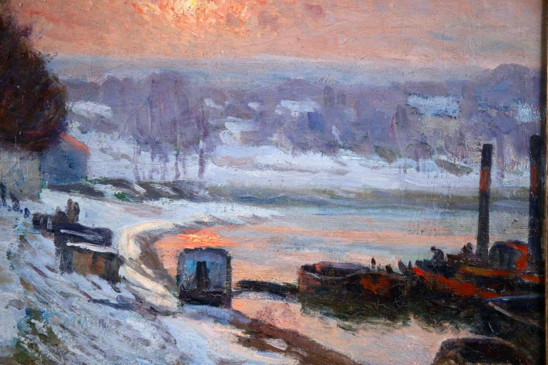 Jean Baptiste-Armand Guillaumin - Snow on the Seine - Impressionist Winter  River Landscape by Armand Guillaumin at 1stDibs