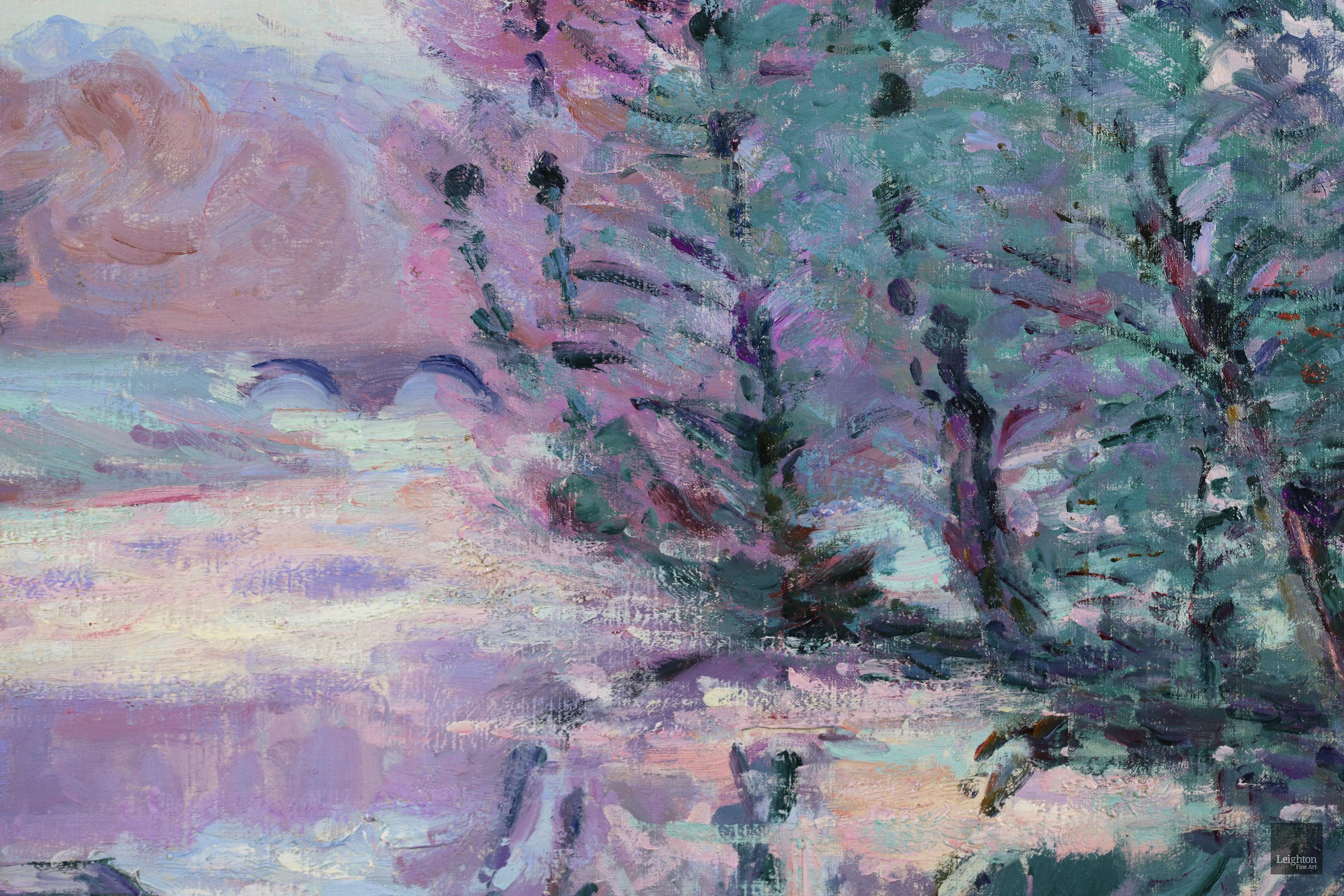 Soleil Blanche - Paysage impressionniste de rivière neige, huile d'Armand Guillaumin en vente 6