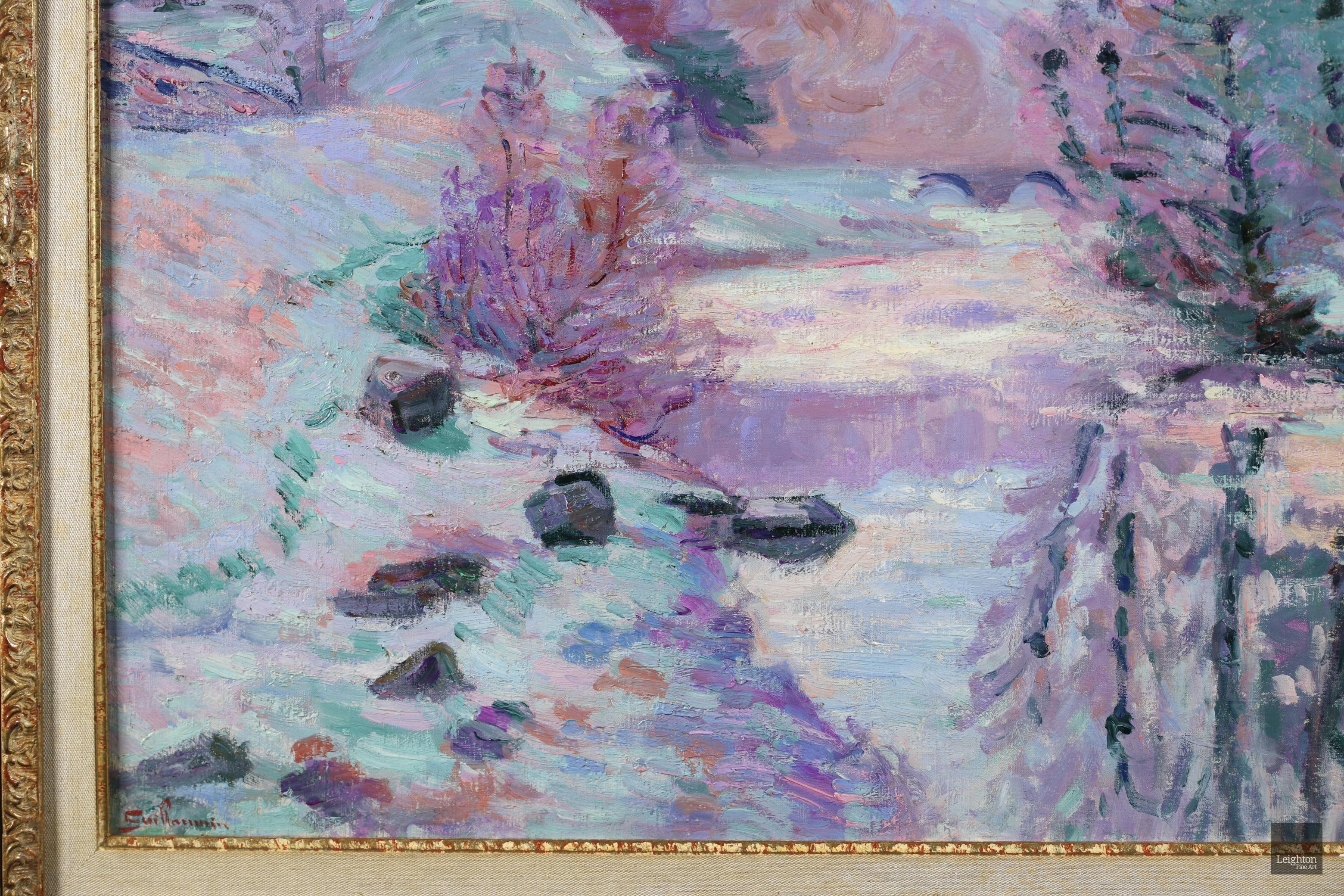 Soleil Blanche - Paysage impressionniste de rivière neige, huile d'Armand Guillaumin en vente 7