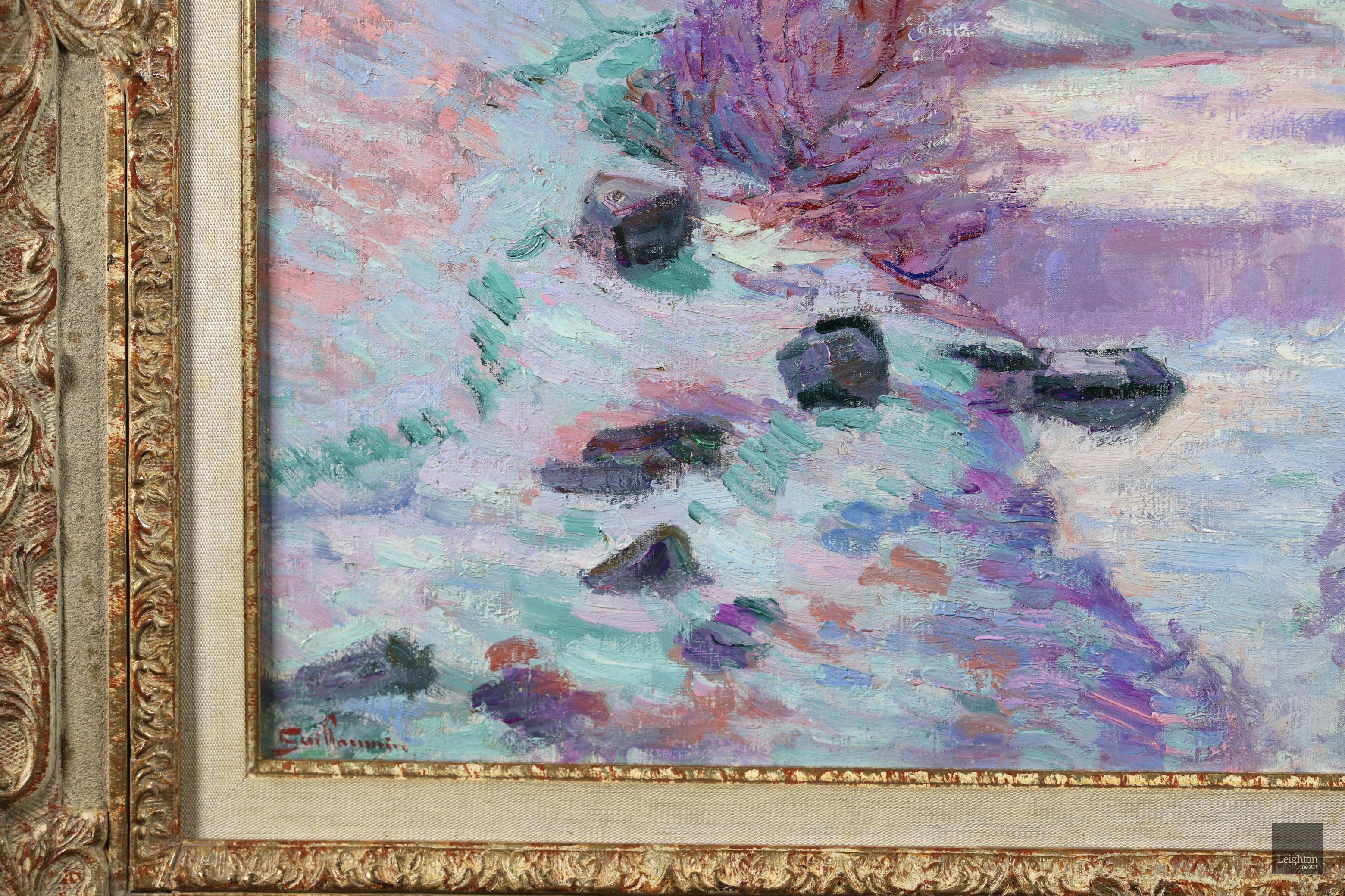 Soleil Blanche - Paysage impressionniste de rivière neige, huile d'Armand Guillaumin - Impressionnisme Painting par Jean Baptiste-Armand Guillaumin