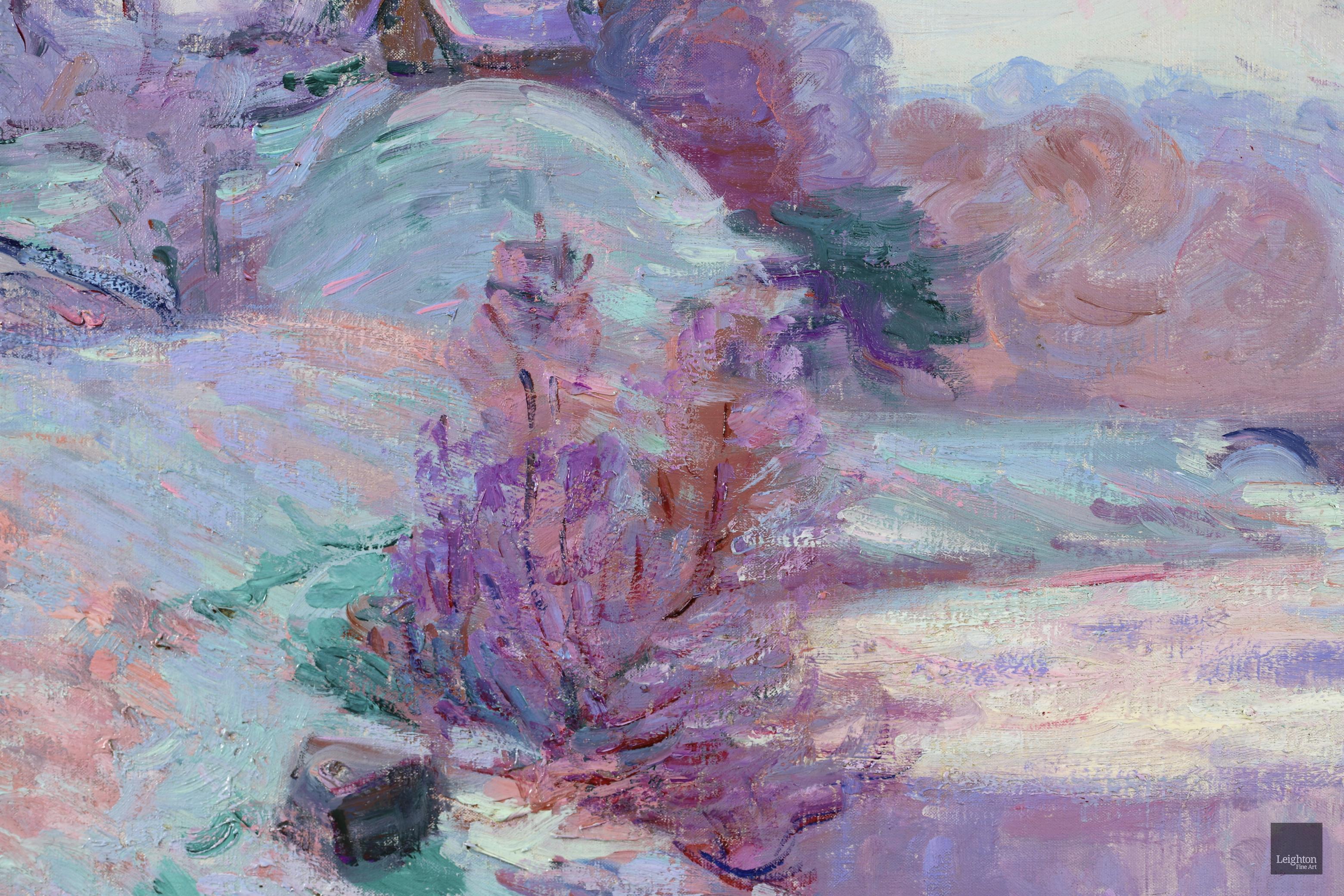 Soleil Blanche - Paysage impressionniste de rivière neige, huile d'Armand Guillaumin en vente 1