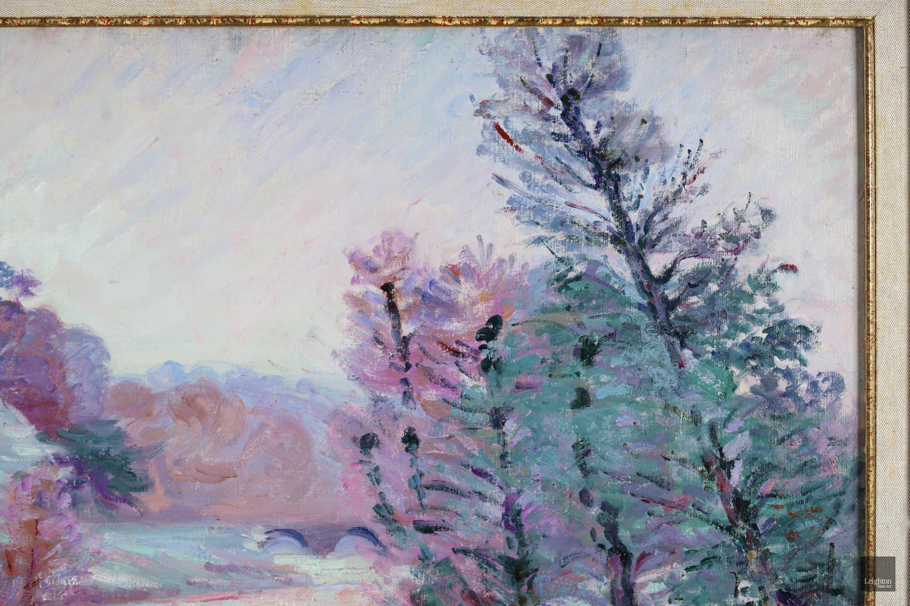 Soleil Blanche - Impressionist Snowy River Landscape Oil by Armand Guillaumin For Sale 3