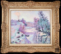 Soleil Blanche - Impressionist Snowy River Landscape Oil by Armand Guillaumin