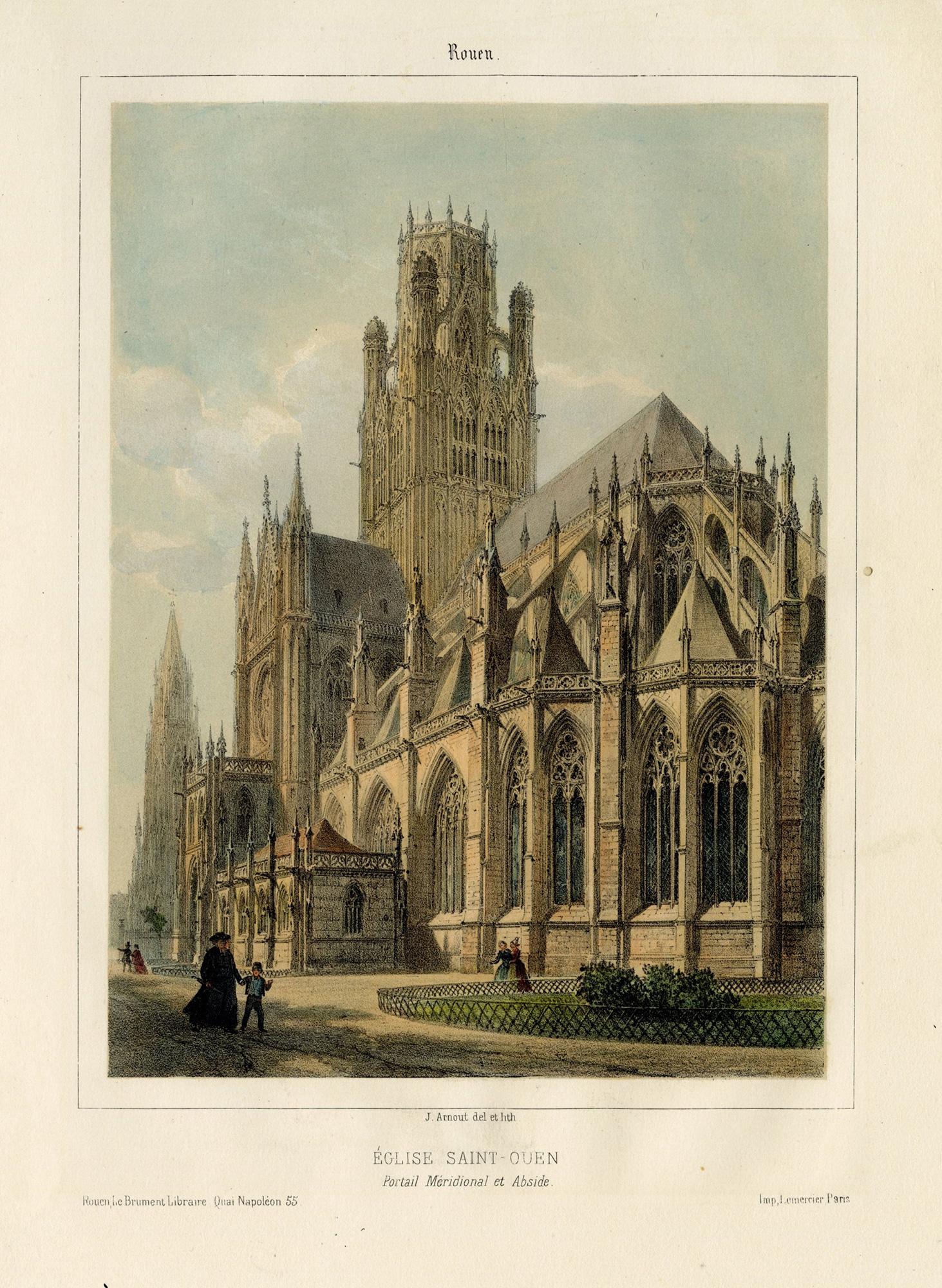 Due litografie a colori con incisione; Eglise St. Ouen & Eglise St. Maclou
