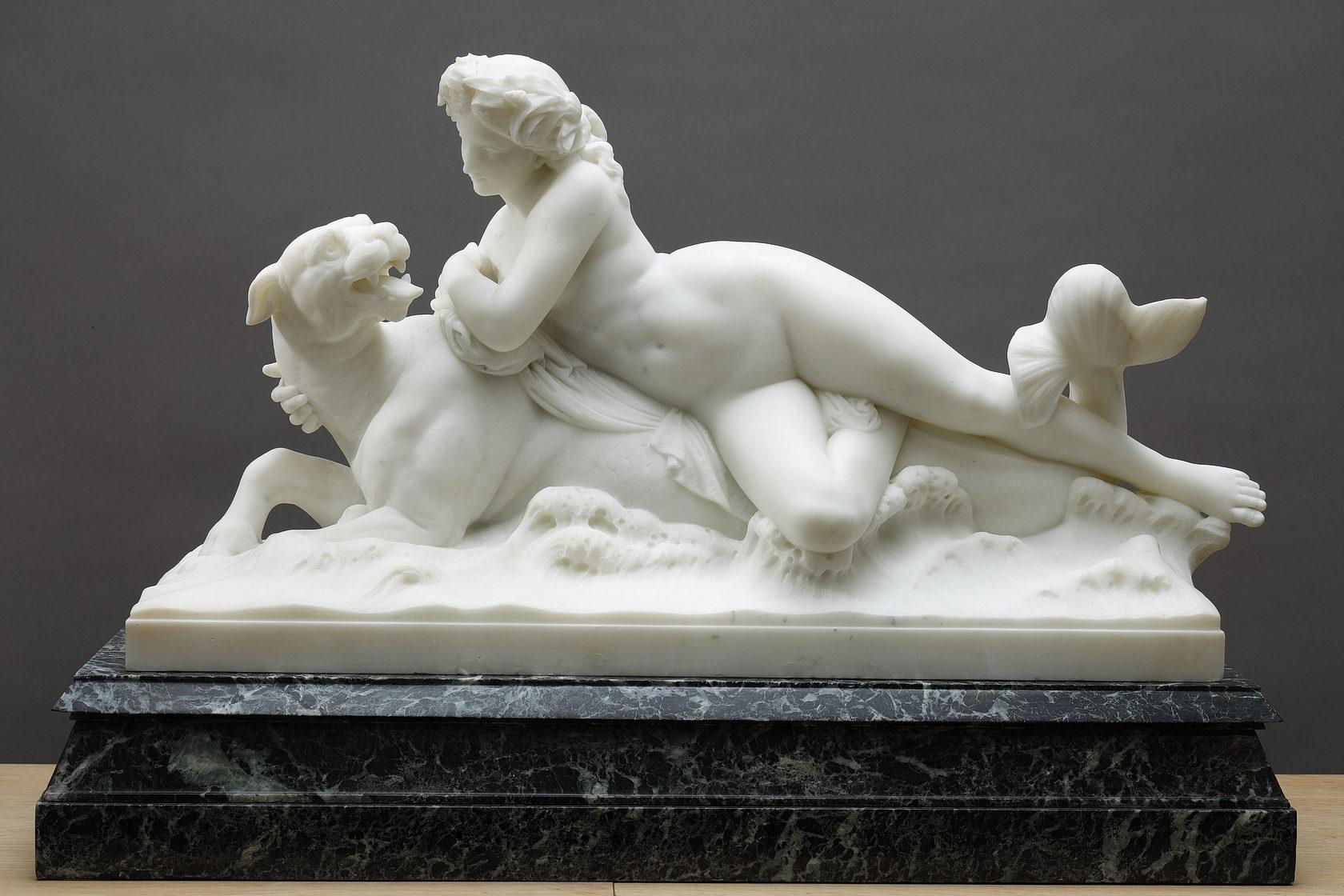 Figurative Sculpture di Jean-Baptiste Auguste Clésinger - Nereide sulla tigre del mare