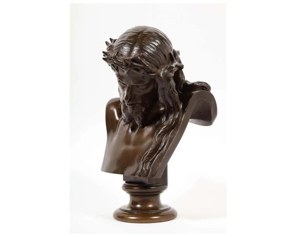 Jean-Baptiste Auguste Clesinger, French Bronze Bust of Jesus Christ, Barbedienne For Sale 7