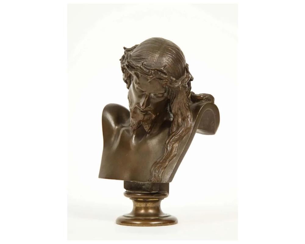 Jean-Baptiste Auguste Clesinger, French Bronze Bust of Jesus Christ, Barbedienne For Sale 7