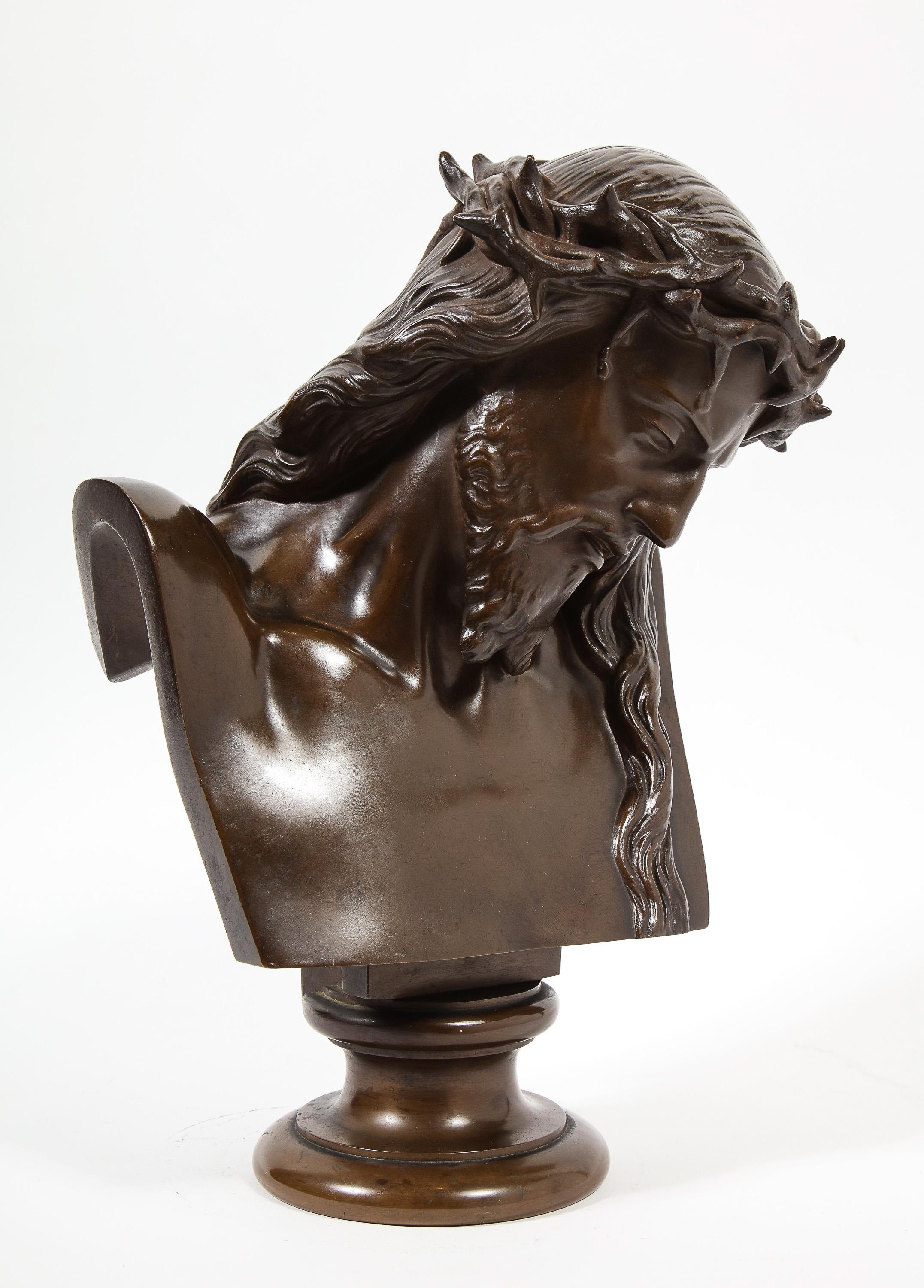Jean-Baptiste Auguste Clesinger, French Bronze Bust of Jesus Christ, Barbedienne 14