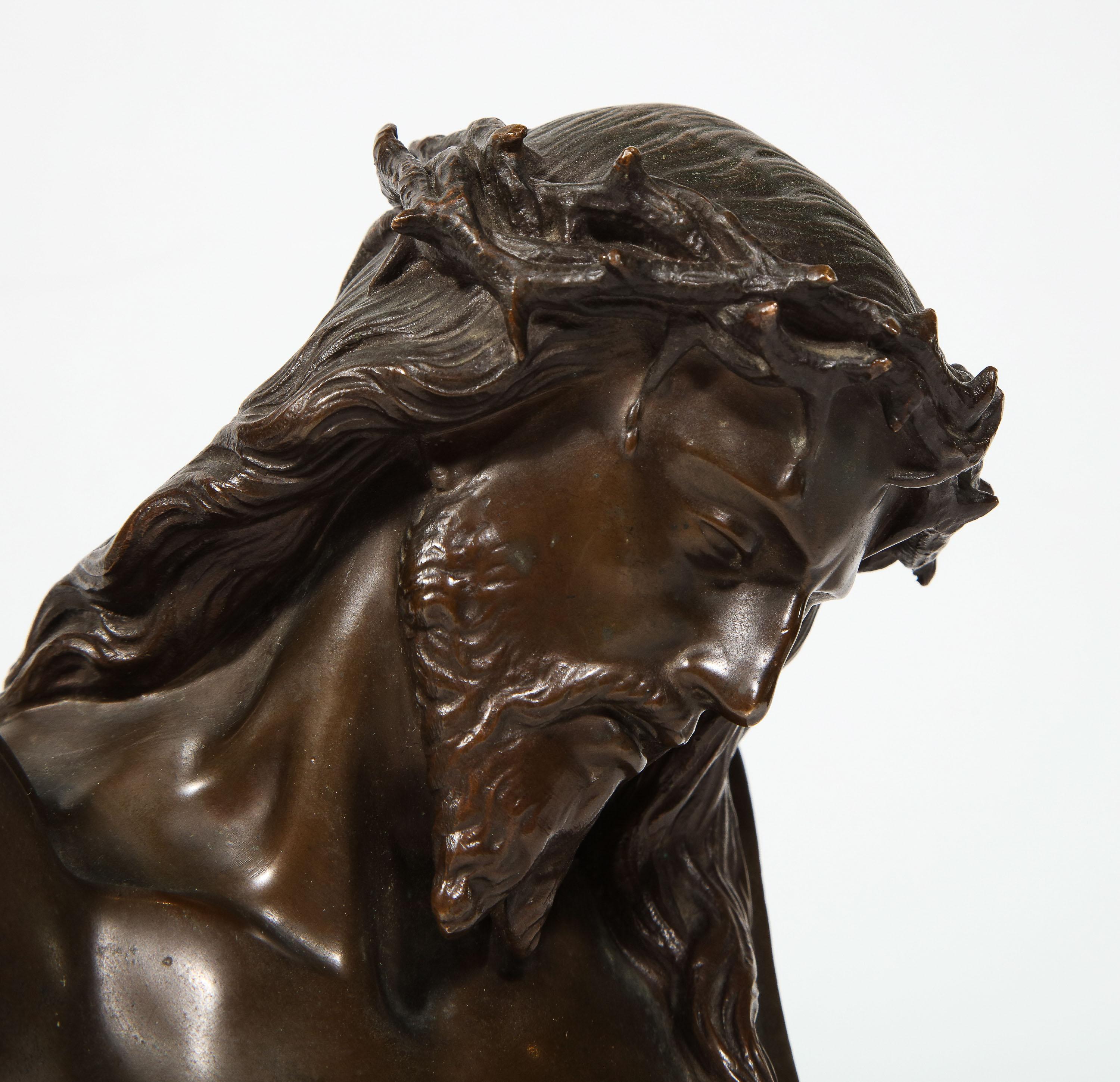 Jean-Baptiste Auguste Clesinger, French Bronze Bust of Jesus Christ, Barbedienne In Good Condition In New York, NY