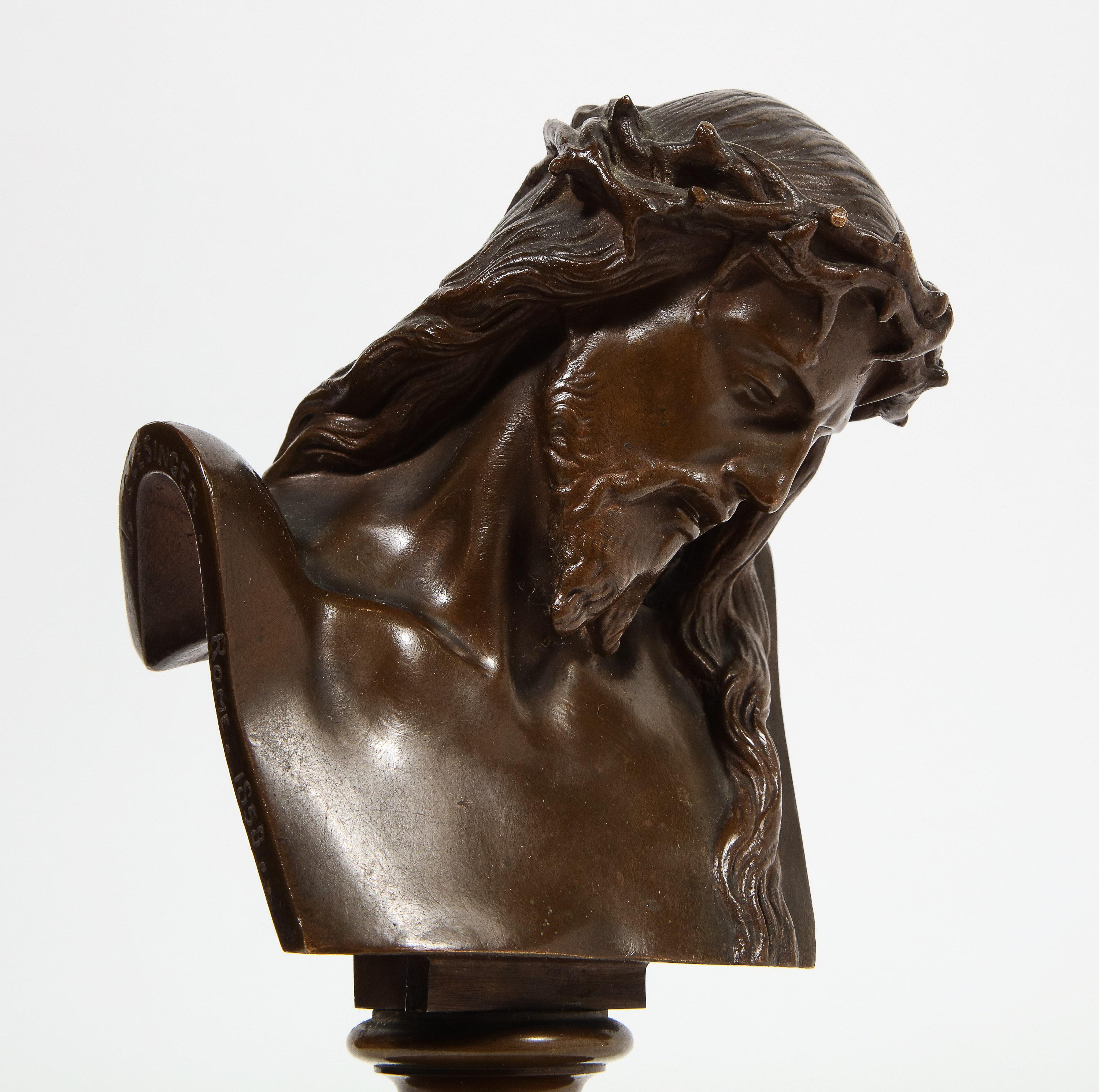Jean-Baptiste Auguste Clesinger, French Bronze Bust of Jesus Christ, Barbedienne In Good Condition In New York, NY