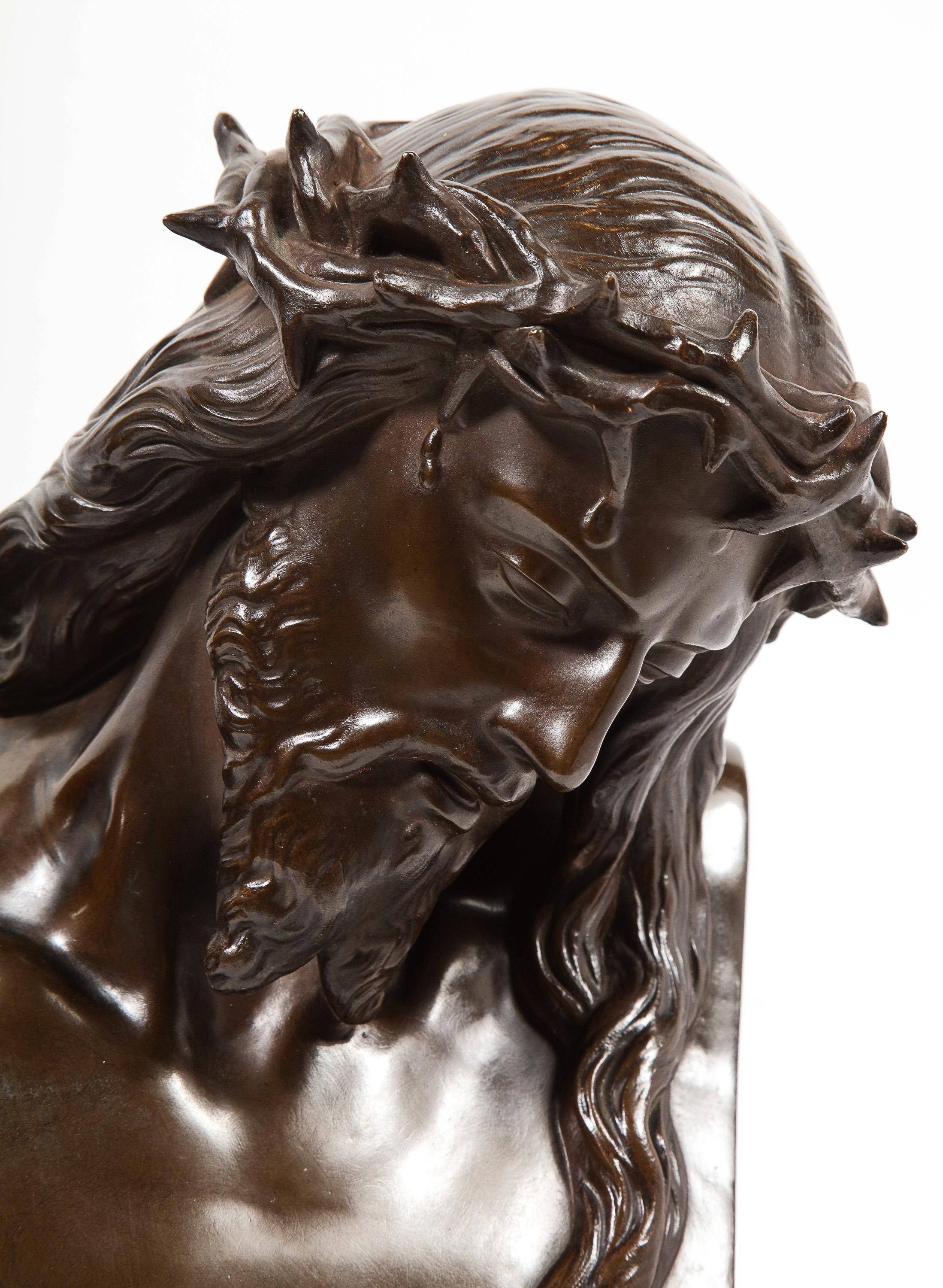 19th Century Jean-Baptiste Auguste Clesinger, French Bronze Bust of Jesus Christ, Barbedienne