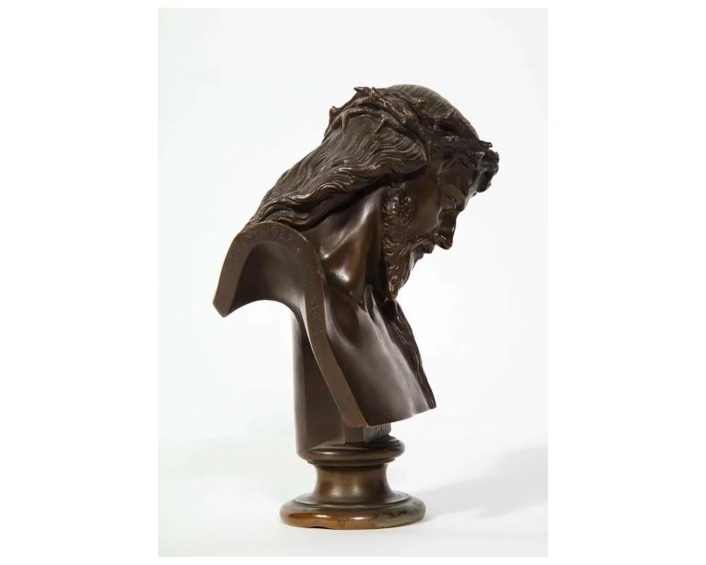 19th Century Jean-Baptiste Auguste Clesinger, French Bronze Bust of Jesus Christ, Barbedienne For Sale