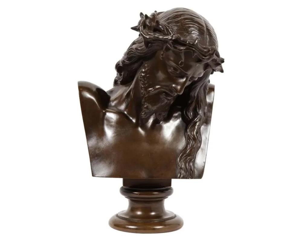 Jean-Baptiste Auguste Clesinger, French Bronze Bust of Jesus Christ, Barbedienne In Good Condition For Sale In New York, NY