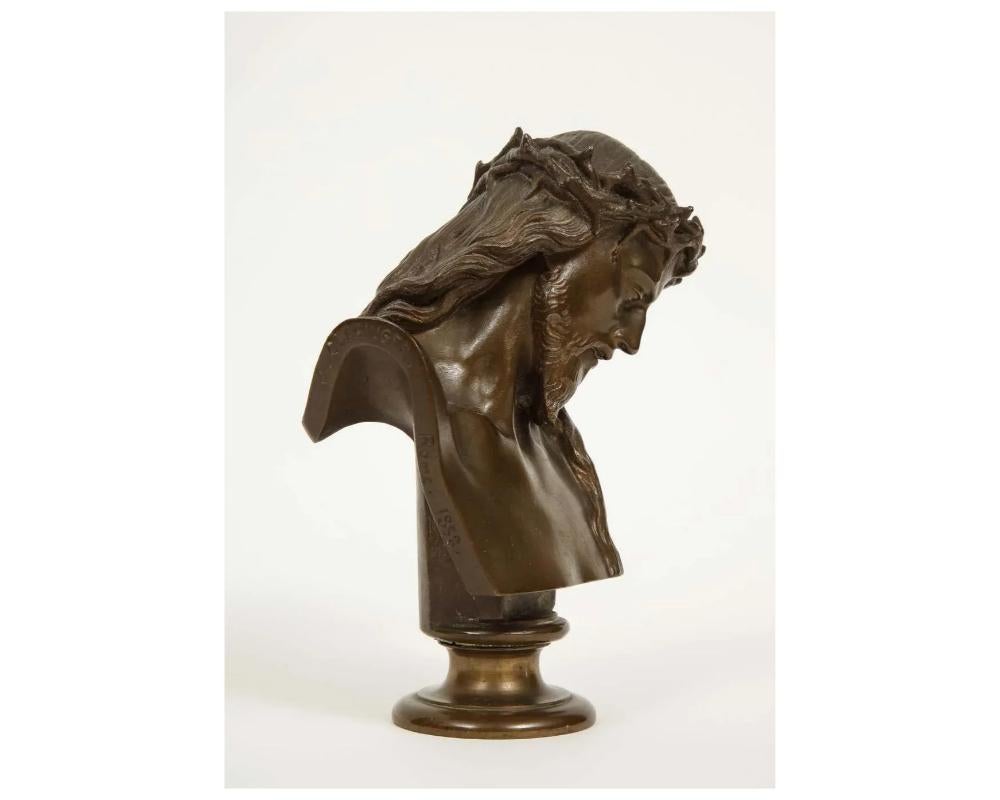 Jean-Baptiste Auguste Clesinger, French Bronze Bust of Jesus Christ, Barbedienne For Sale 1