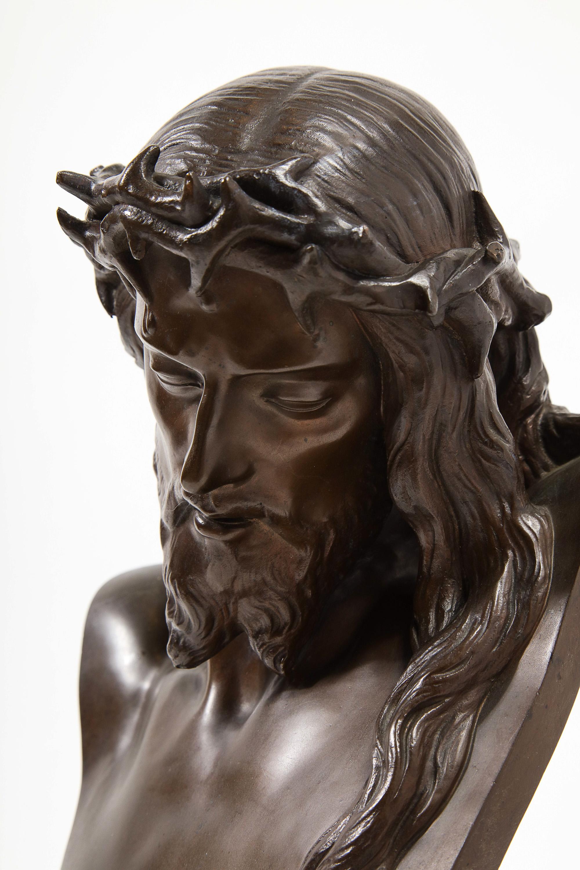 19th Century Jean-Baptiste Auguste Clesinger, French Bronze Bust of Jesus Christ, Barbedienne