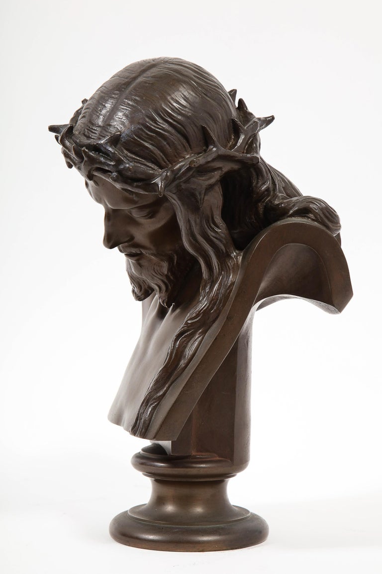 Jean-Baptiste Auguste Clesinger, French Bronze Bust of Jesus Christ, Barbedienne 3