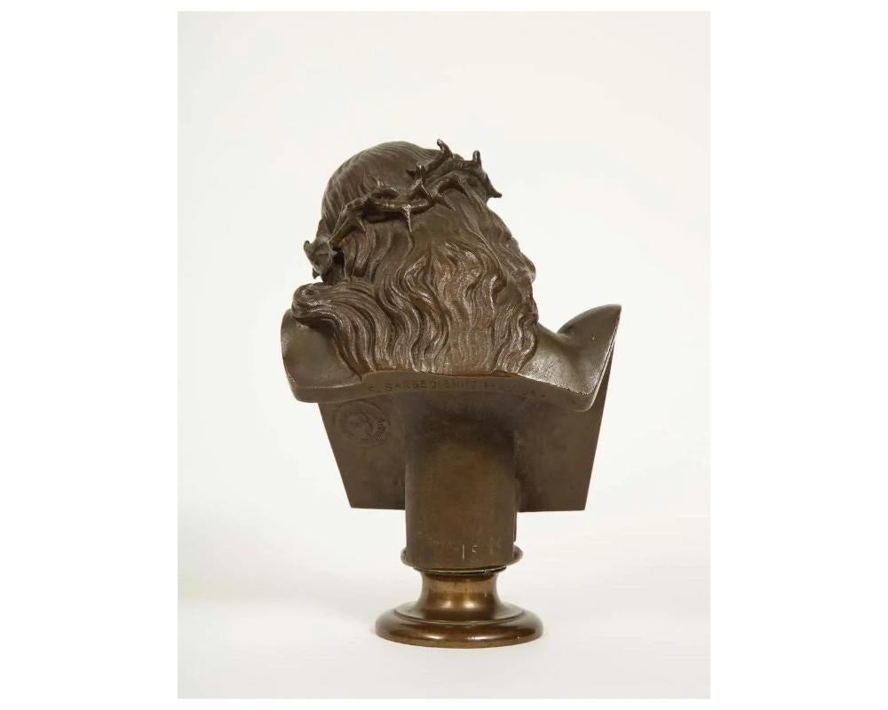 Jean-Baptiste Auguste Clesinger, French Bronze Bust of Jesus Christ, Barbedienne For Sale 4