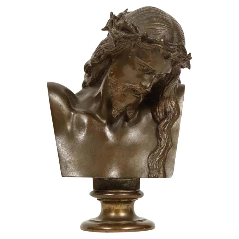 Jean-Baptiste Auguste Clesinger, French Bronze Bust of Jesus Christ, Barbedienne For Sale