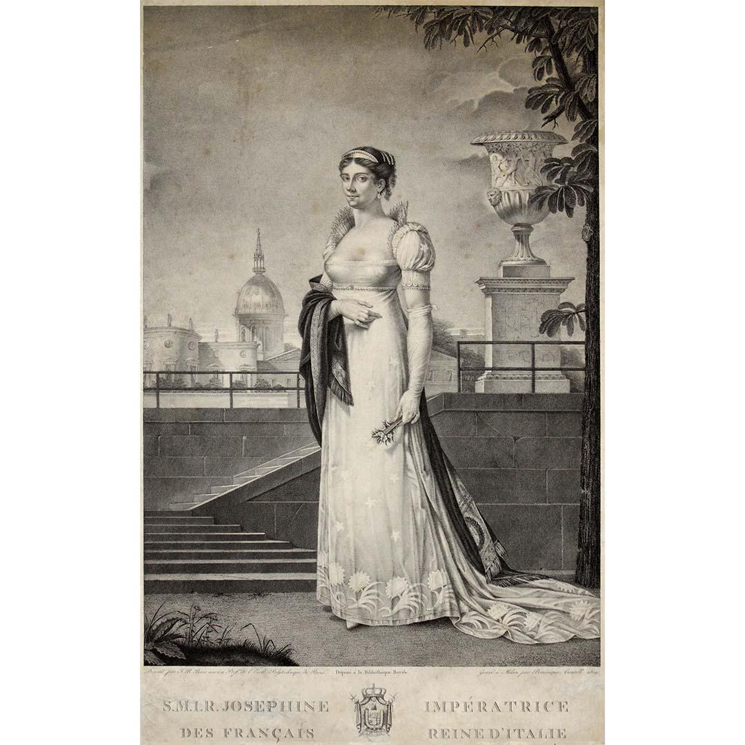 Jean-Baptiste Bosio Print - 1809 engraving Joséphine de Beauharnais Empress of the French and Queen of Italy