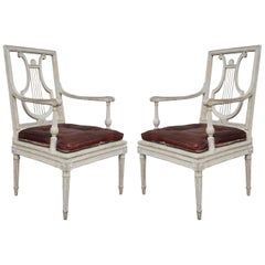 Jean Baptiste Boulard Pair of Carved Wood Neoclassical French Chairs