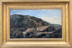 A Mountain Dwelling: Landschaft mit Corot-Signatur auf der Rückseite aus dem 19. Jahrhundert