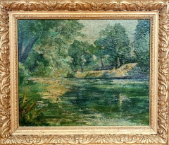 Paysage fluvial impressionniste de l'école de Barbizon, adepte de Camille Corot