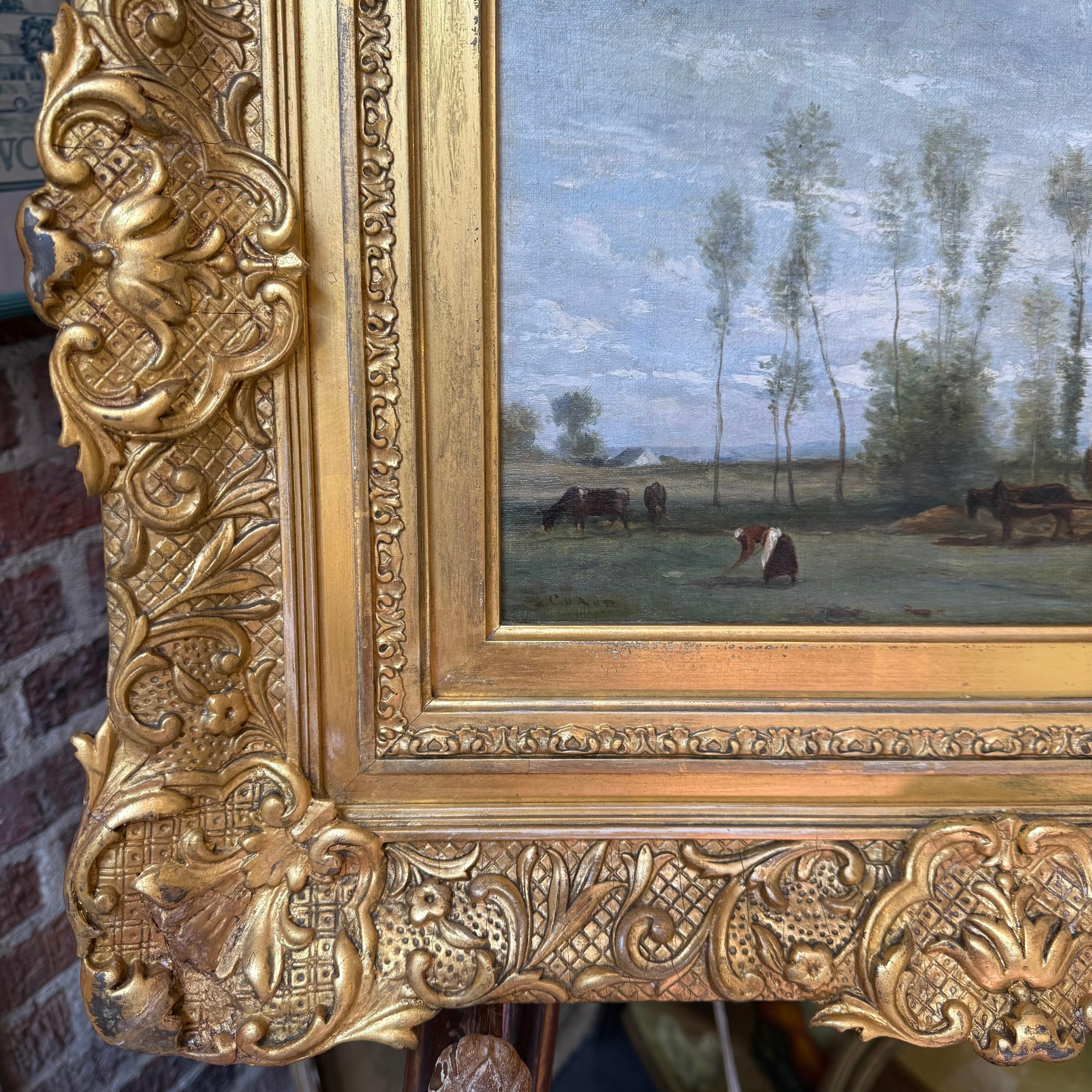 Jean-Baptiste-Camille Corot (Französisch, 1796-1875) - Landschaft mit Figuren und Katze im Angebot 9