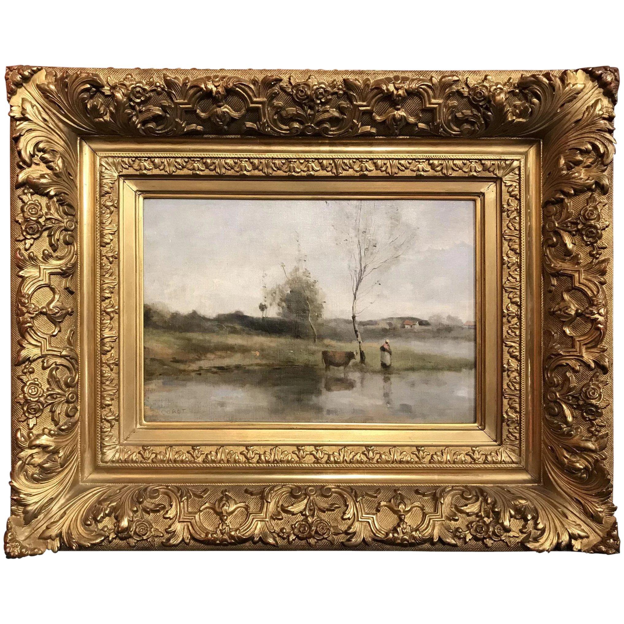 L'Etang Au Bouleau et à La Vachère - Painting by Jean-Baptiste-Camille Corot