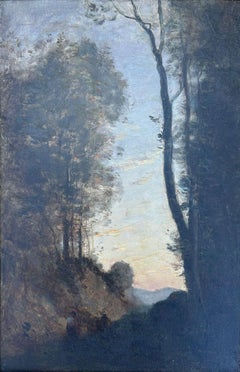 "Soir dans une gorge Boisee" Jean-Baptiste-Camille Corot, Plein-Air Landscape