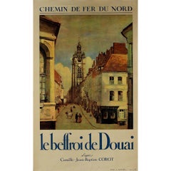 Circa 1930 "Le Beffroi de Douai" para promocionar los viajes por el Chemin de fer du Nord
