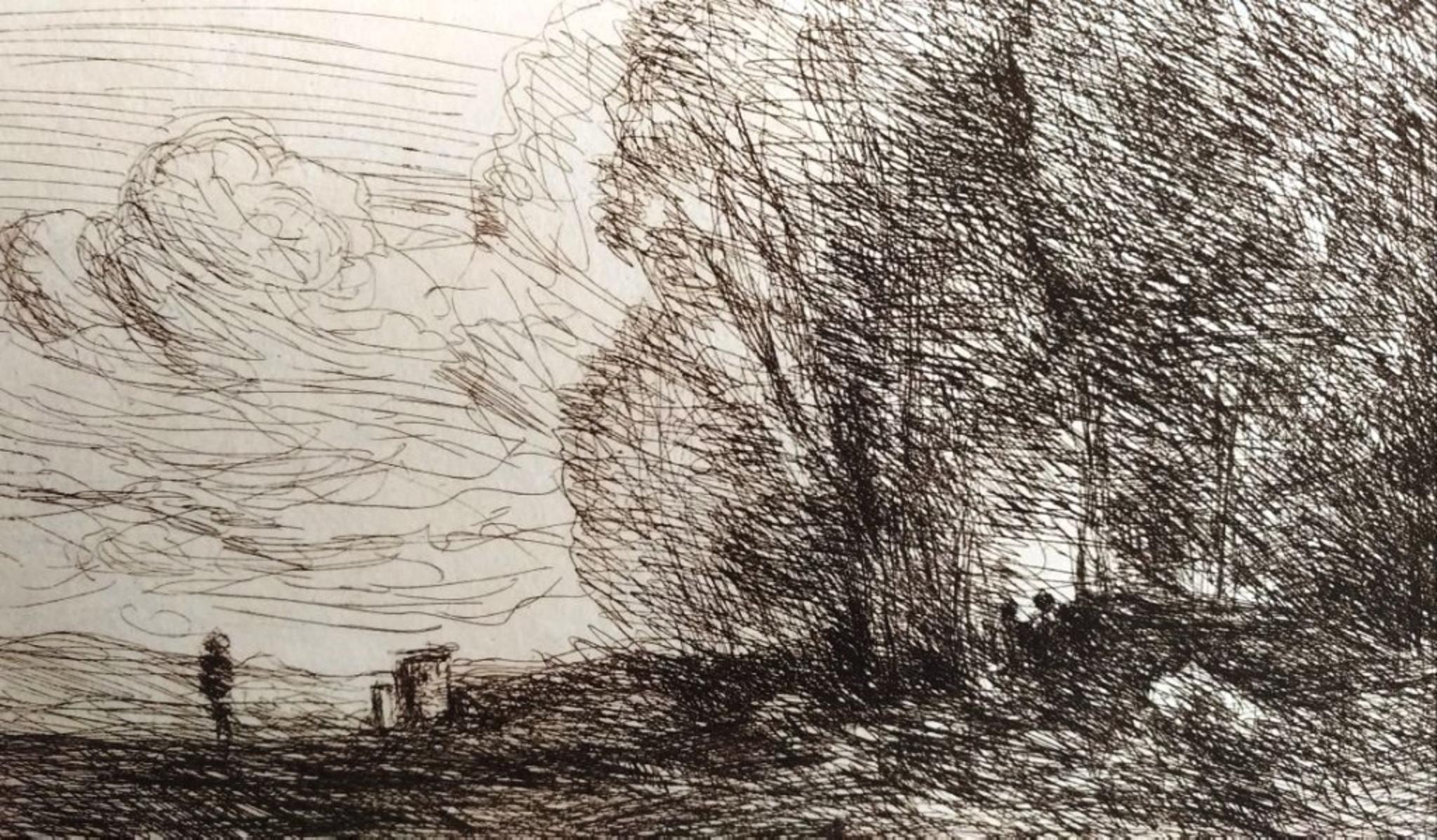 Landscape #4 -  Etching by Camille Corot - 1850s - Print by Jean-Baptiste-Camille Corot