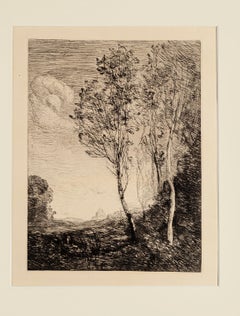 Landscape - Original Etching By Camille Corot - Late 19th Century