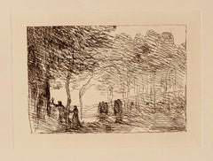 Landscape - Original Etching By Camille Corot - Late 19th Century