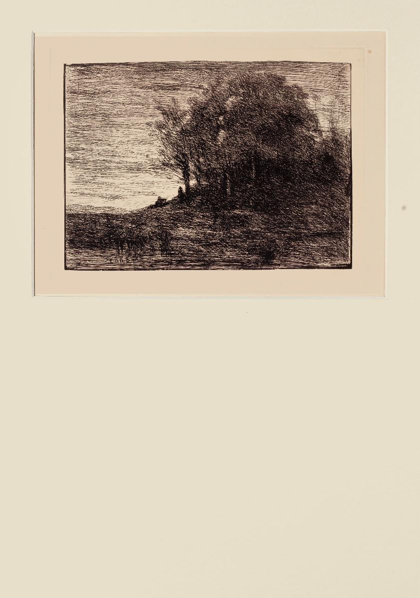 Landscape - Original Etching on Paper by Camille Corot - 19th Century - Print by Jean-Baptiste-Camille Corot