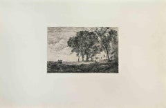 Paysage d'Italie - Etching by Camille Corot - 1870s