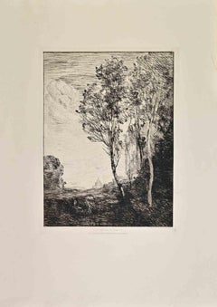Antique Souvenir d'Italie - Etching by Camille Corot - 1860s