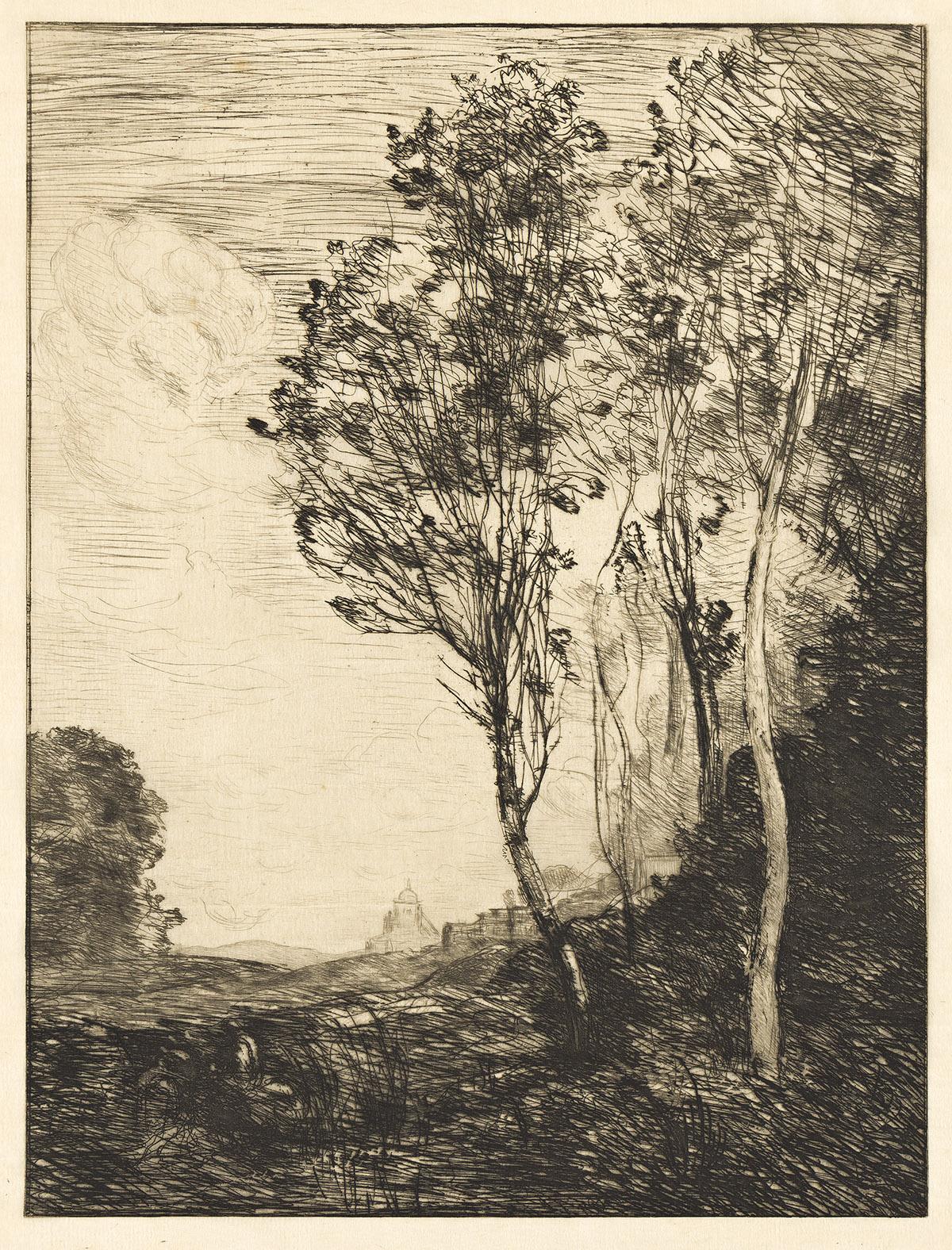 Landscape Print de Jean-Baptiste-Camille Corot - Recuerdo de Italia