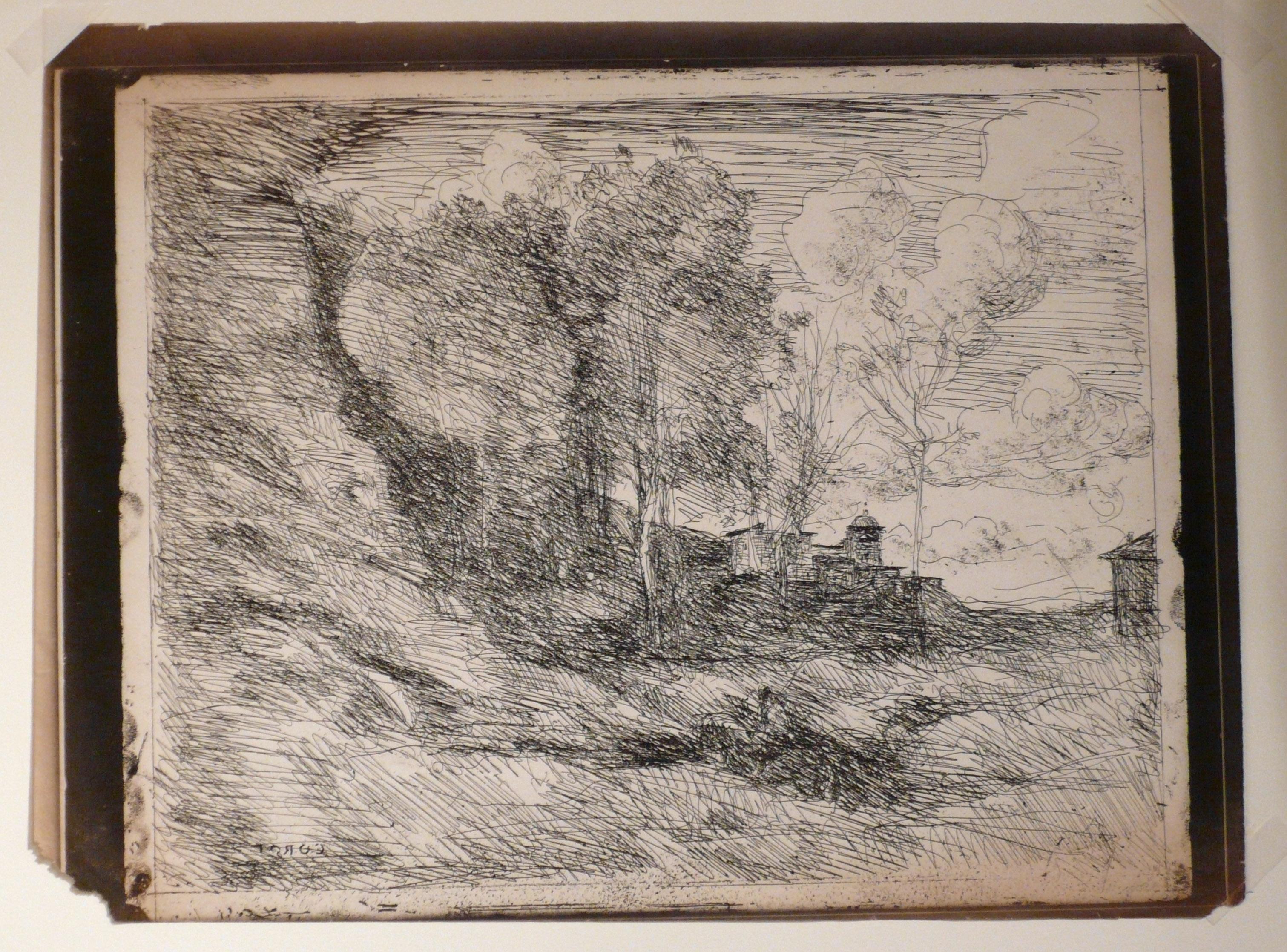 Landscape Print Jean-Baptiste-Camille Corot - SOUVENIR D'OSTIE