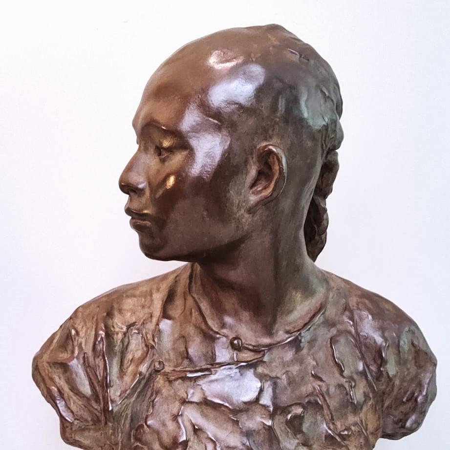 Jean-Baptiste Carpeaux Figurative Sculpture – Carpeaux etnische Bronze: Le chinois (1868). N1 (scetch) Brunnen der Sternwarte