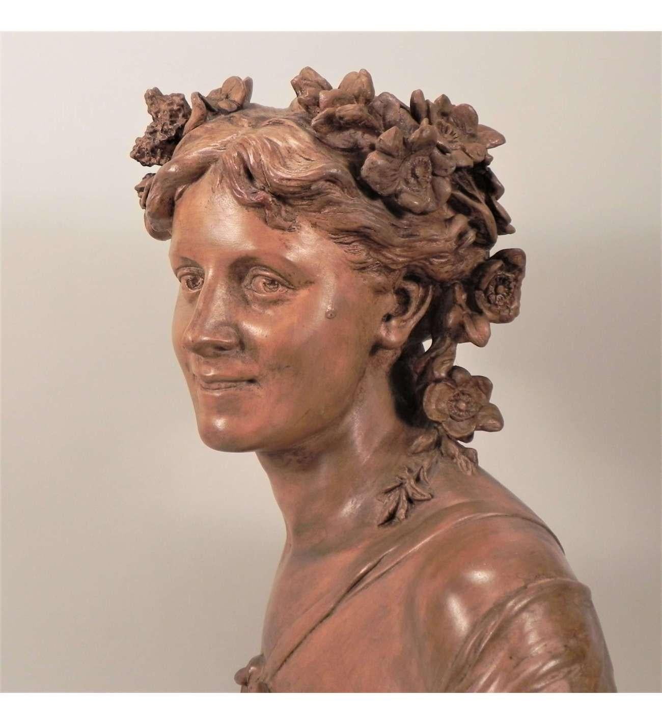 Carpeaux Jean-Baptiste (1827-1875)+ Terracota Colada, Francine - Sculpture Escuela francesa de Jean-Baptiste Carpeaux