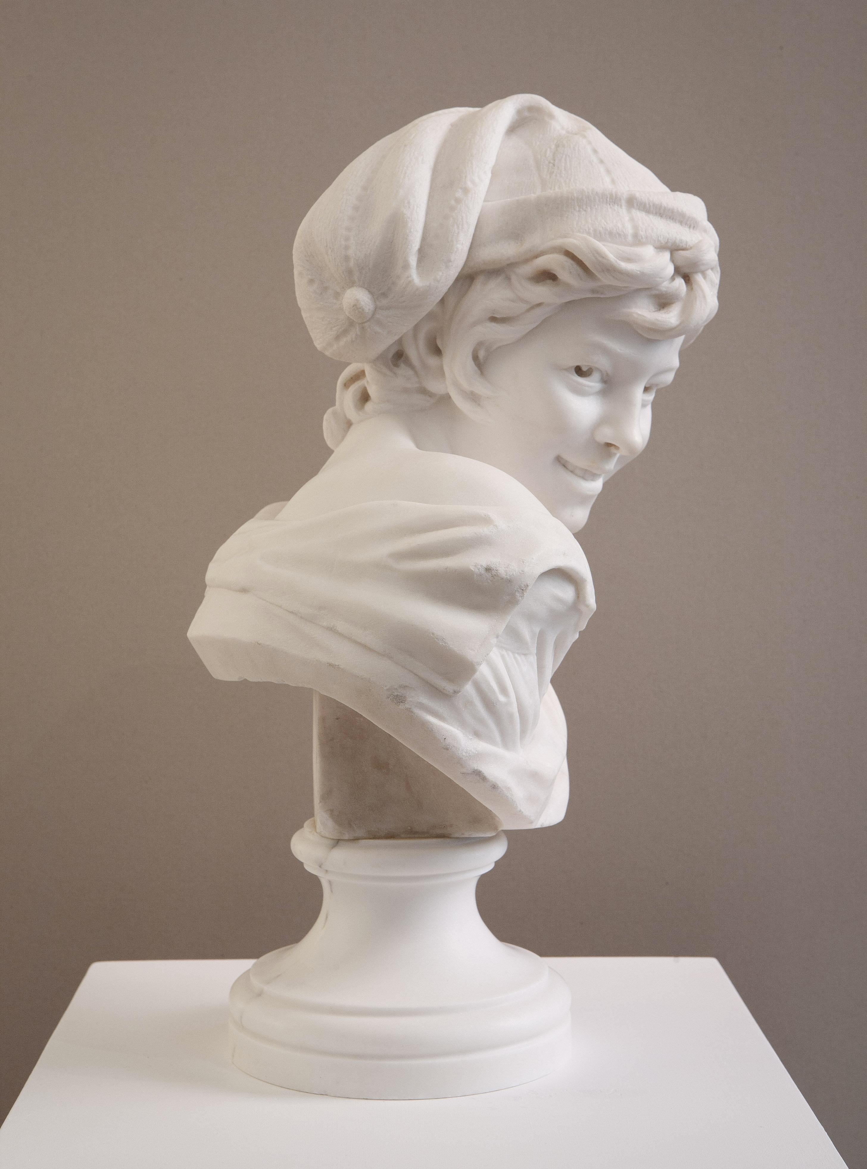 Le Rieur napolitain - Brown Figurative Sculpture by Jean-Baptiste Carpeaux (1827-1875)