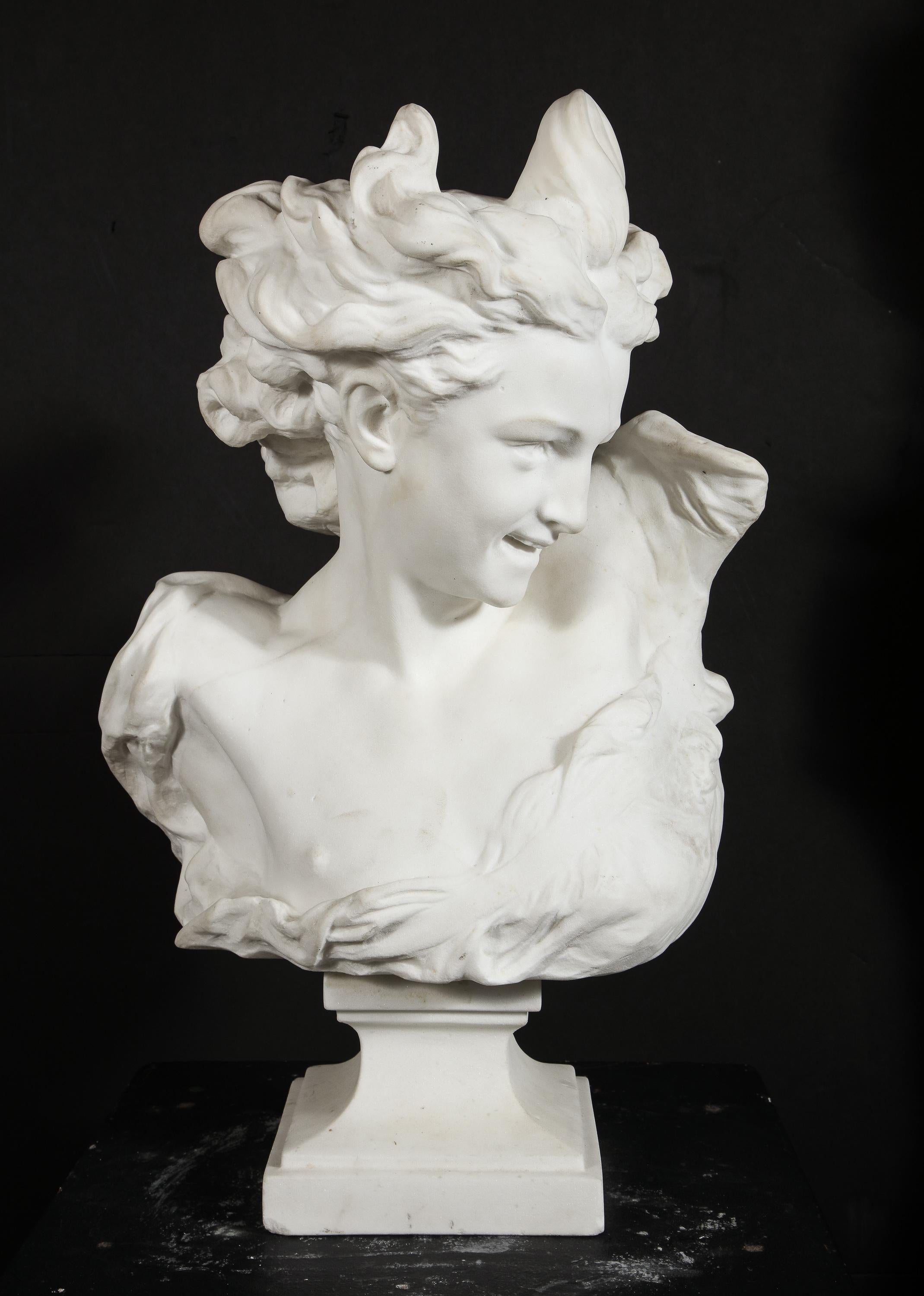 Jean-Baptiste Carpeaux (French, 1827–1875) white marble bust of 