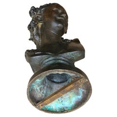 Jean-Baptiste Carpeaux, L'Espiegle, Verdigris Bronze Bust Anna Foucart