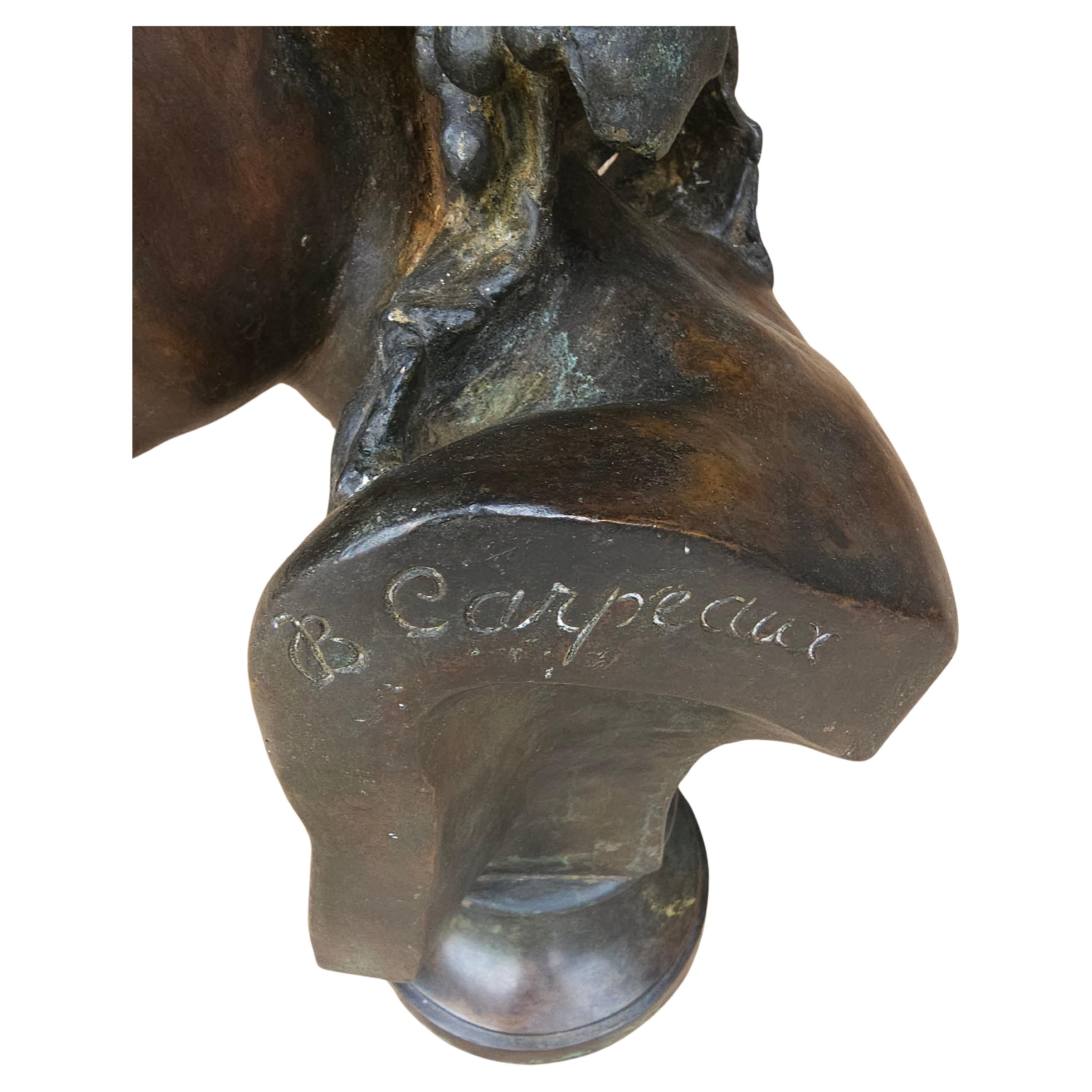 Jean-Baptiste Carpeaux, L'Espiegle, Verdigris Bronze Bust Anna Foucart For Sale 2