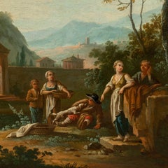 Jean Baptiste Caudot - 18th century French Rococo Arcadian landscape painting