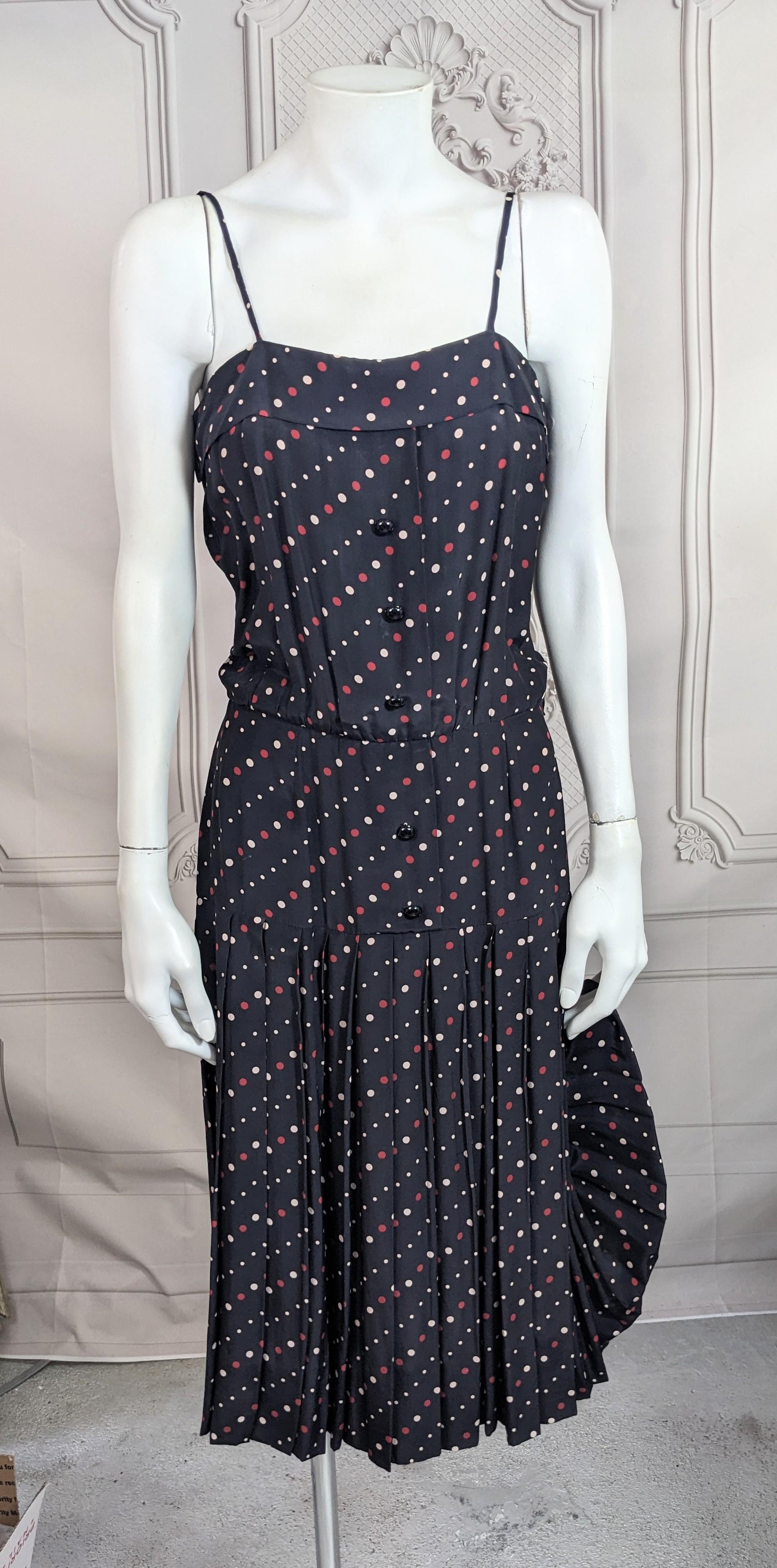 Jean Baptiste Caumont Silk Crepe Day Dress In Excellent Condition For Sale In New York, NY